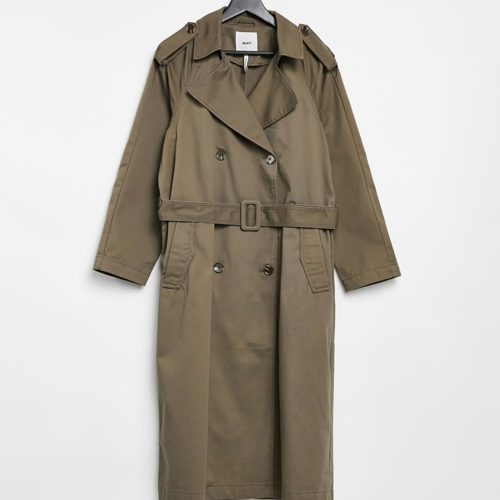 Olive Double-Breasted Trench Coat